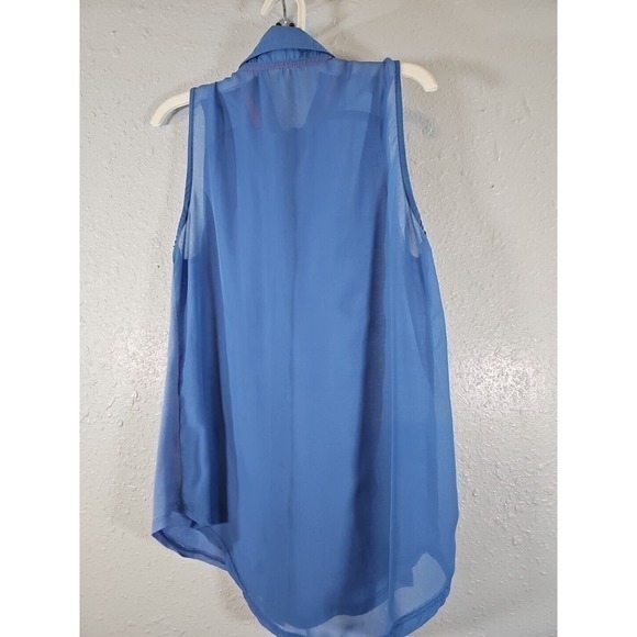 Rewind Womens Studded‎ Collar Casual Shirt Sleeveless Button Down Med - Picture 3 of 4